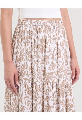 Falda Maxi Floral  Para Mujer Café Ostu