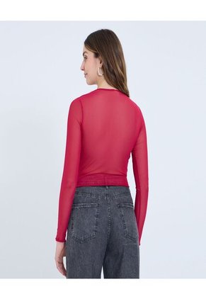 Camiseta Para Mujer Manga Larga Cuello Redondo Color Rojo Marca Ostu #40092444