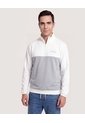 Buzo Half Zipper Contrast  Para Hombre Crema Ostu de Ostu