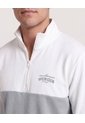 Buzo Half Zipper Contrast  Para Hombre Crema Ostu de Ostu