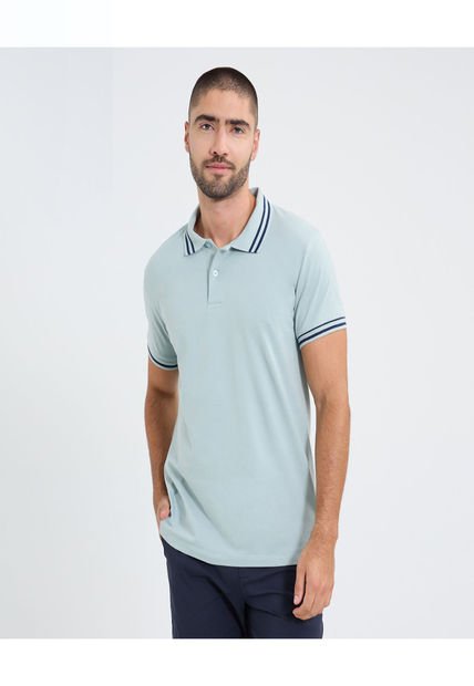Polo Para Hombre Cuello Tejido Sin Bolsillo Color Azul Marca Ostu #60110768