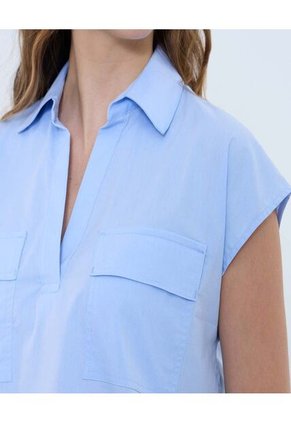 Camisa Para Mujer Manga Corta Color Azul Marca Ostu #40010292