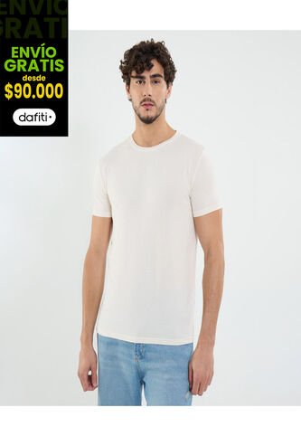 Camiseta Para Hombre Manga Corta Cuello Redondo Color Crema Marca Ostu #60091651 Ostu