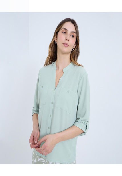 Blusa Para Mujer Manga 3/4 Color Verde Marca Ostu #40121097