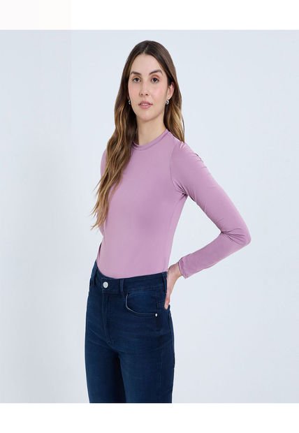 Camiseta Para Mujer Manga Larga Cuello Redondo Color Lila Marca Ostu #40092379