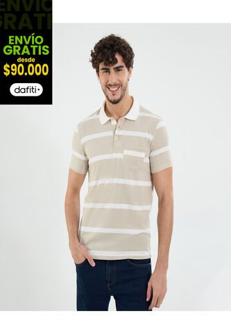 Polo Para Hombre Cuello Tejido Con Bolsillo Color Avena Marca Ostu #60110773 Ostu