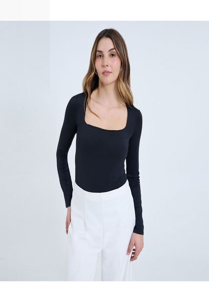 Camiseta Para Mujer Manga Larga Moda Color Negro Marca Ostu #40092412