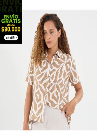 Camisa Para Mujer Manga Corta Color Hueso Marca Ostu #40010302 Ostu