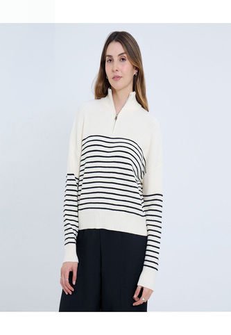 Saco Para Mujer Cuello Alto O Cuello Tortuga Color Crema Marca Ostu #40330091 Ostu