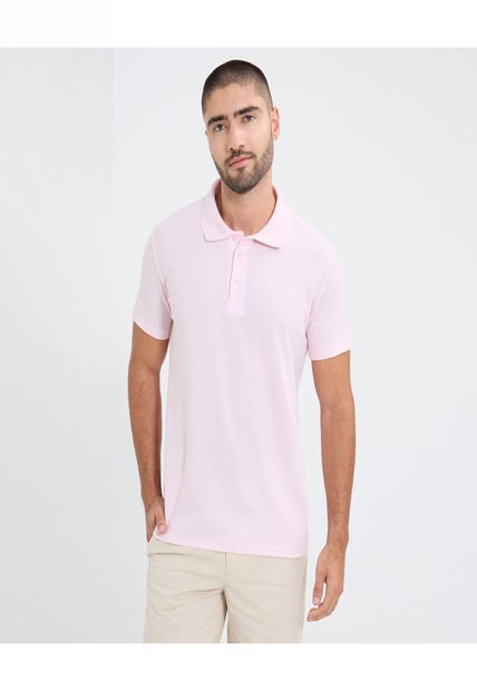 Polo Para Hombre Cuello Tejido Sin Bolsillo Color Rosa Marca Ostu #60110741