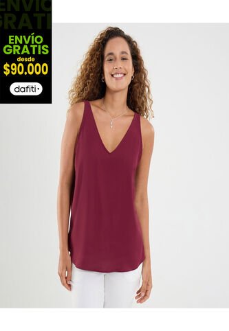 Blusa Para Mujer Manga Sisa Color Vino Marca Ostu #40121166 Ostu