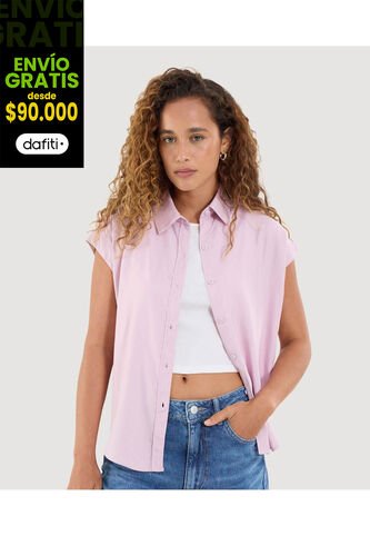 Camisa Para Mujer Manga Corta Color Rosado Marca Ostu #40010305 Ostu