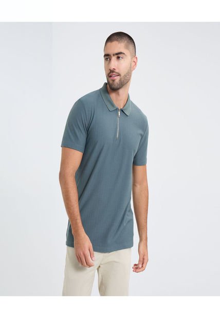 Polo Para Hombre Cuello Tejido Sin Bolsillo Color Verde Marca Ostu #60110731