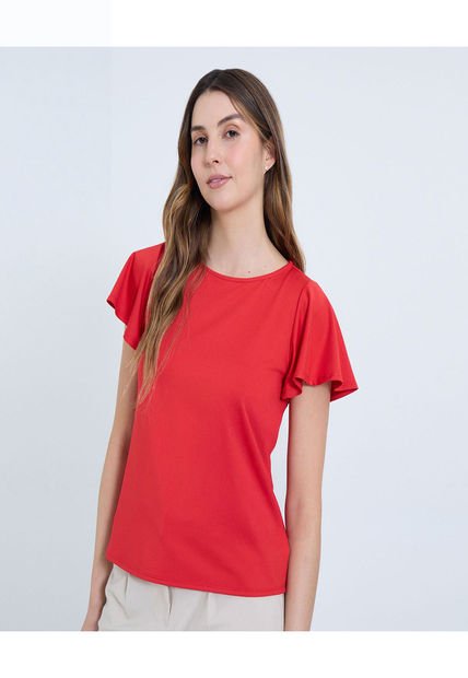 Camiseta Para Mujer Manga Corta Cuello Redondo Color Rojo Marca Ostu #40092419