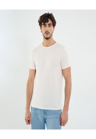 Camiseta Para Hombre Manga Corta Cuello Redondo Color Crema Marca Ostu #60091651 Ostu