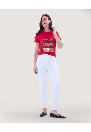 Camiseta Para Mujer Manga Corta Color Rojo Marca Ostu #40092220
