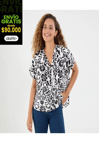 Blusa Para Mujer Manga Corta Color Negro Marca Ostu #40121164 Ostu