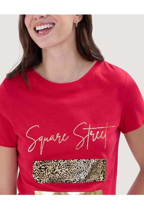 Camiseta Para Mujer Manga Corta Color Rojo Marca Ostu #40092220