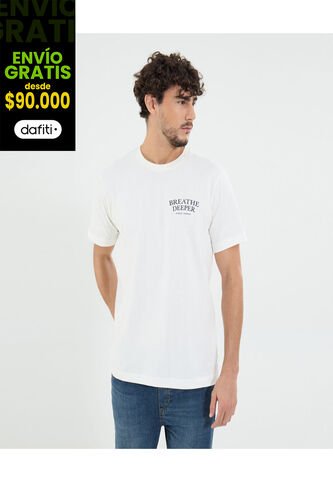 Camiseta Para Hombre Manga Corta Cuello Redondo Color Marfil Marca Ostu #60091644 Ostu