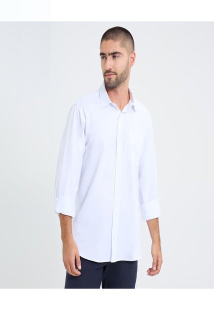 Camisa Para Hombre Manga Larga Con Bolsillo Cuello Casual M Color Crudo Marca Ostu #60010795