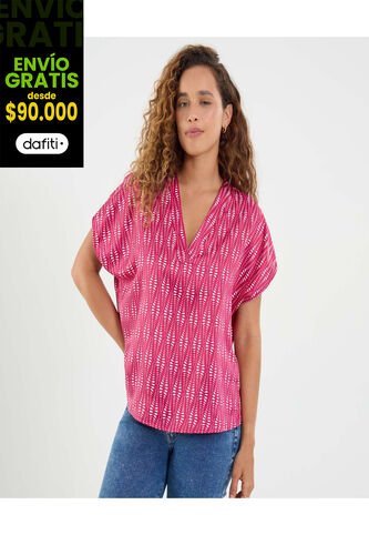 Blusa Para Mujer Manga Corta Color Vino Marca Ostu #40121163 Ostu