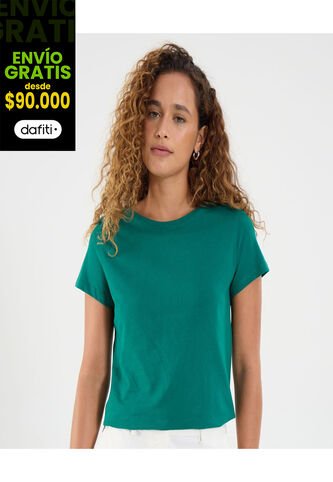 Camiseta Para Mujer Manga Corta Cuello Redondo Color Verde Marca Ostu #40092425 Ostu