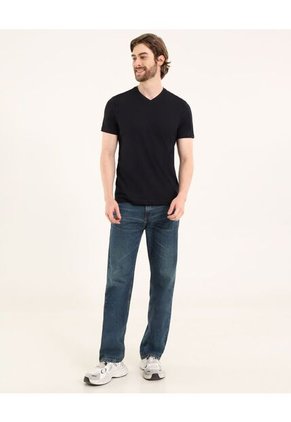 Camiseta Para Hombre Manga Corta Cuello V Color Negro Marca Ostu #60091683