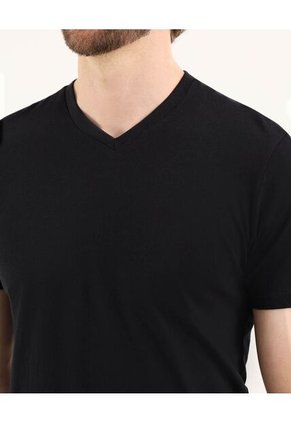 Camiseta Para Hombre Manga Corta Cuello V Color Negro Marca Ostu #60091683