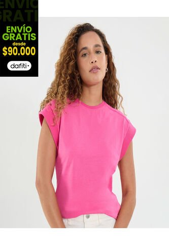 Camiseta Para Mujer Manga Sisa Cuello Redondo Color Rosado Marca Ostu #40092436 Ostu