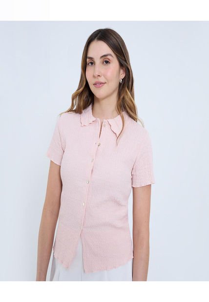 Blusa Para Mujer Manga Corta Color Rosa Marca Ostu #40121129