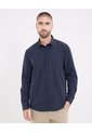 Camisa  Para Hombre Manga Larga Con Bolsillo Cuello Casual M Color Azul Marca Ostu #60010899 de Ostu