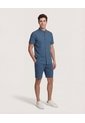 Camisa  Para Hombre Manga Corta Sin Bolsillo Cuello N Color Azul Marca Ostu #60010910 de Ostu