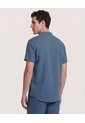 Camisa  Para Hombre Manga Corta Sin Bolsillo Cuello N Color Azul Marca Ostu #60010910 de Ostu