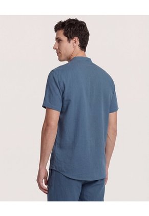 Camisa  Para Hombre Manga Corta Sin Bolsillo Cuello N Color Azul Marca Ostu #60010910
