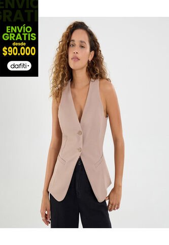 Chaleco Para Mujer Plano Color Café Marca Ostu #40250019 Ostu