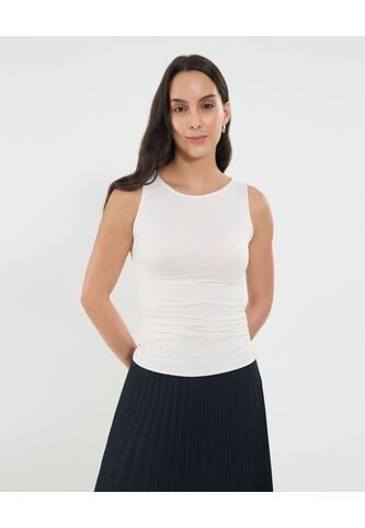 Camiseta Para Mujer Manga Sisa Cuello Redondo Color Crema Marca Ostu #40092513 Ostu