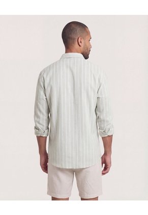 Camisa  Para Hombre Manga Larga Sin Bolsillo Cuello C Color Verde Marca Ostu #60018230