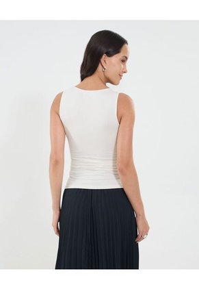 Camiseta Para Mujer Manga Sisa Cuello Redondo Color Crema Marca Ostu #40092513