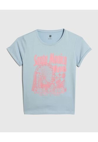 Camiseta Para Niña Manga Corta Color Azul  Marca Ostu #90090225 Ostu