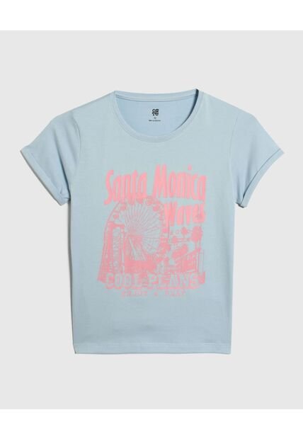 Camiseta Para Niña Manga Corta Color Azul  Marca Ostu #90090225