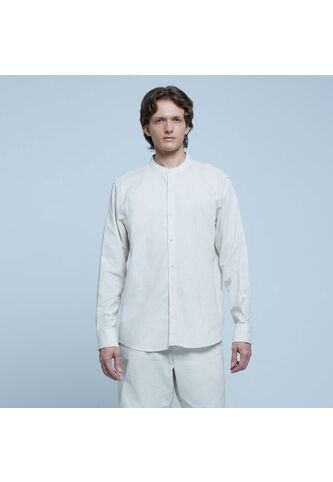 Camisa Para Hombre Manga Larga Sin Bolsillo Color Blanco Marca Ostu #60010623 Ostu