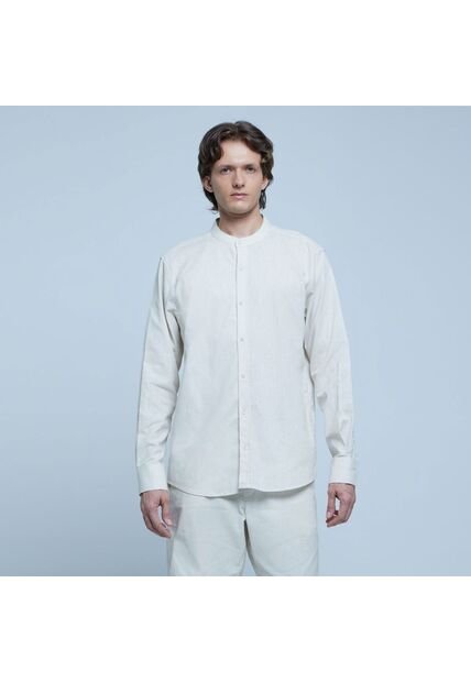 Camisa Para Hombre Manga Larga Sin Bolsillo Color Blanco Marca Ostu #60010623