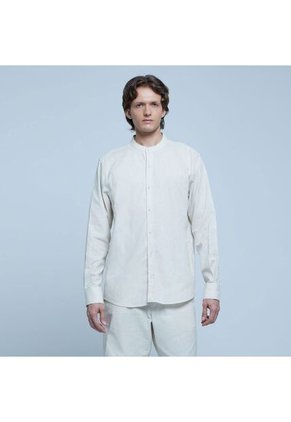 Camisa Para Hombre Manga Larga Sin Bolsillo Color Blanco Marca Ostu #60010623