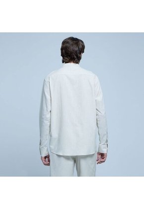 Camisa Para Hombre Manga Larga Sin Bolsillo Color Blanco Marca Ostu #60010623