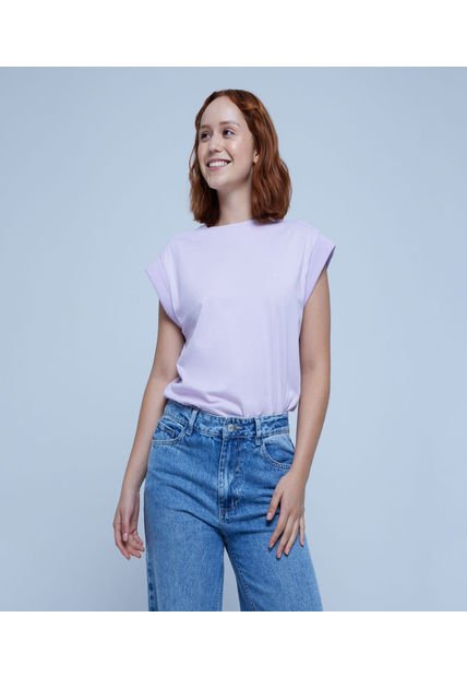 Camiseta Para Mujer Ostu Color Lila Material Algodón 100%