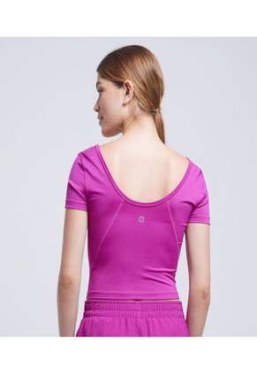 Camiseta Para Mujer Ostu Color Fucsia Material 89% Poliéster 11% Elastano