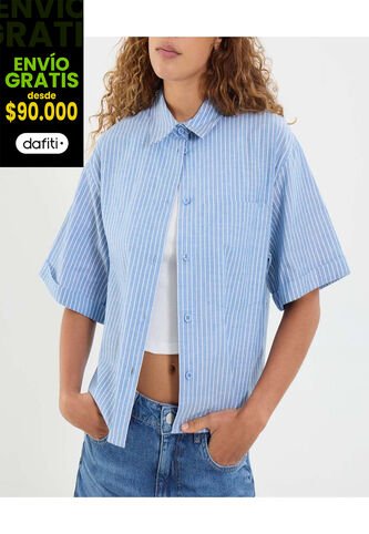 Camisa Para Mujer Manga Corta Color Azul Marca Ostu #40010288 Ostu