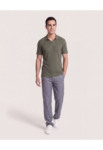 Polo Tricot Line Texture  Para Hombre Verde Ostu Ostu