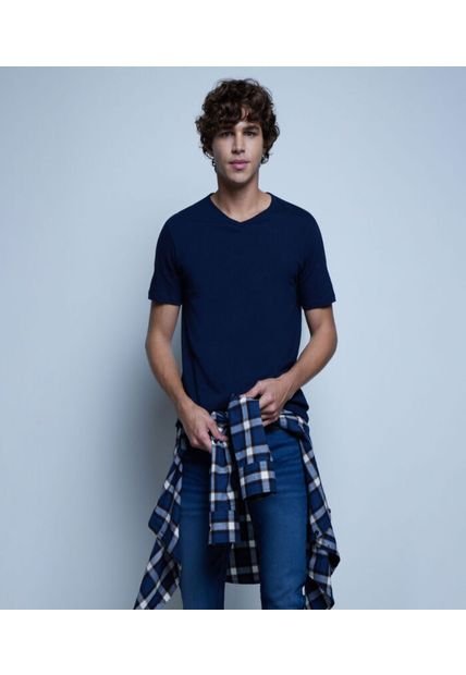 Camiseta Para Hombre Manga Corta Color Azul  Marca Ostu #60091036