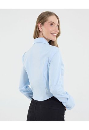 Camisa Para Mujer Manga Larga Color Celeste Marca Ostu #40010310